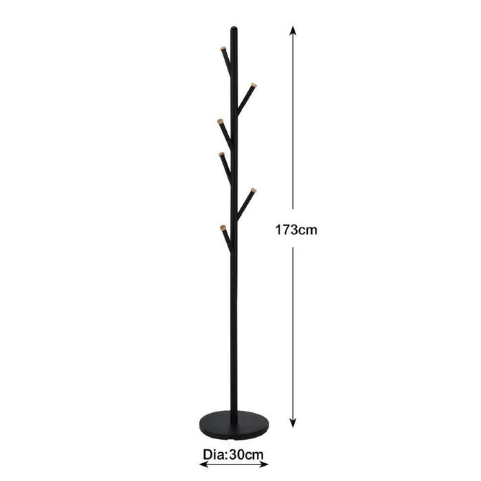 Terizla Coat Hanger Metal Clothing Rack with Modern Hooks for Bag, Hat, Jacket, Purse, Umbrella Freestanding Hat Rack Coat Hanger for Entryway L 30 W 30 X H 173 cm Black