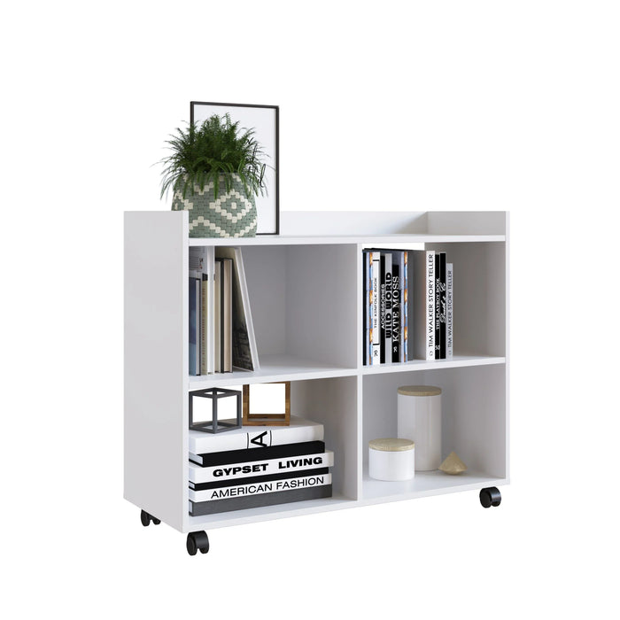 Lairon 2 Door Cabinet 3 Tier Modern Design Wooden Book Organiser Cupboard Space Saving Display Storage Rack For Home Office Living Room Kitchen White