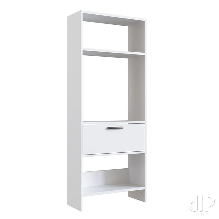 Aggron Book Case With 1 Door Cabinet 4 Tier Modern Design Wooden Book Organiser Cupboard Space Saving Display Storage Rack For Home Office Living Room Kitchen White