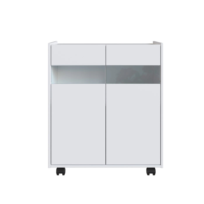 Banette 2 Door Laundry Cabinet 2 Tier Modern Design Wooden Laundry Organiser Cupboard Space Saving Display Storage Rack For Home White