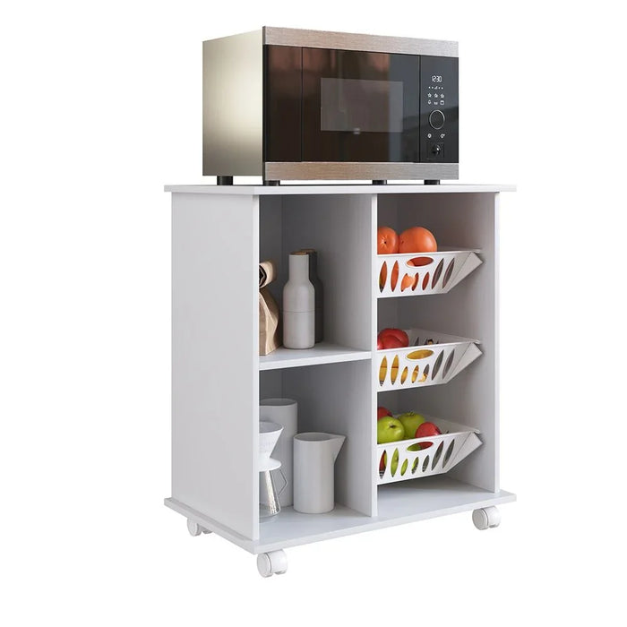 Ledian Single Door Fruit Cabinet Sturdy Home Kitchen Organiser Modern Design Furniture For Dining Room Living Room Kitchen 68x40x74 cm White