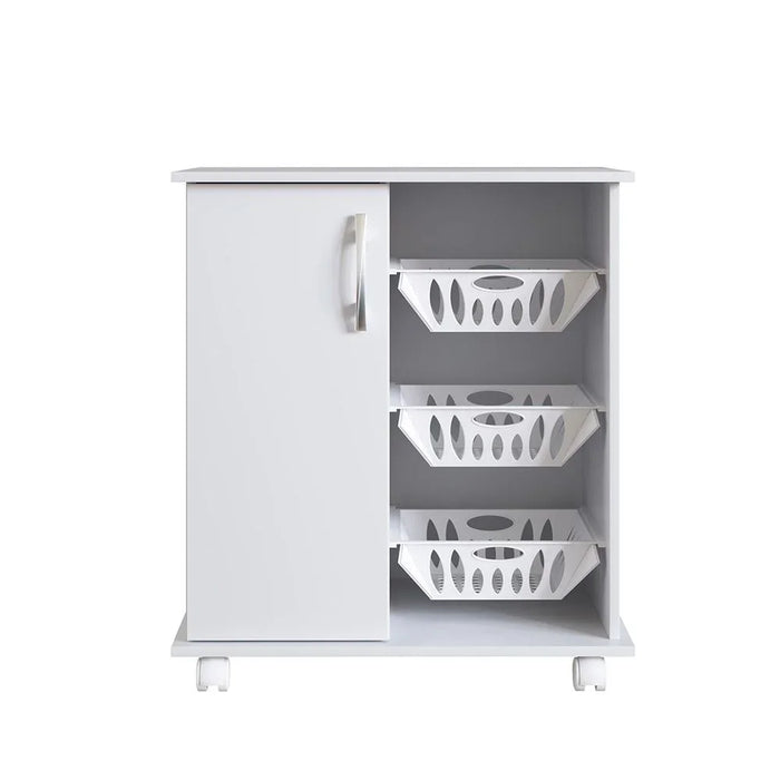 Ledian Single Door Fruit Cabinet Sturdy Home Kitchen Organiser Modern Design Furniture For Dining Room Living Room Kitchen 68x40x74 cm White