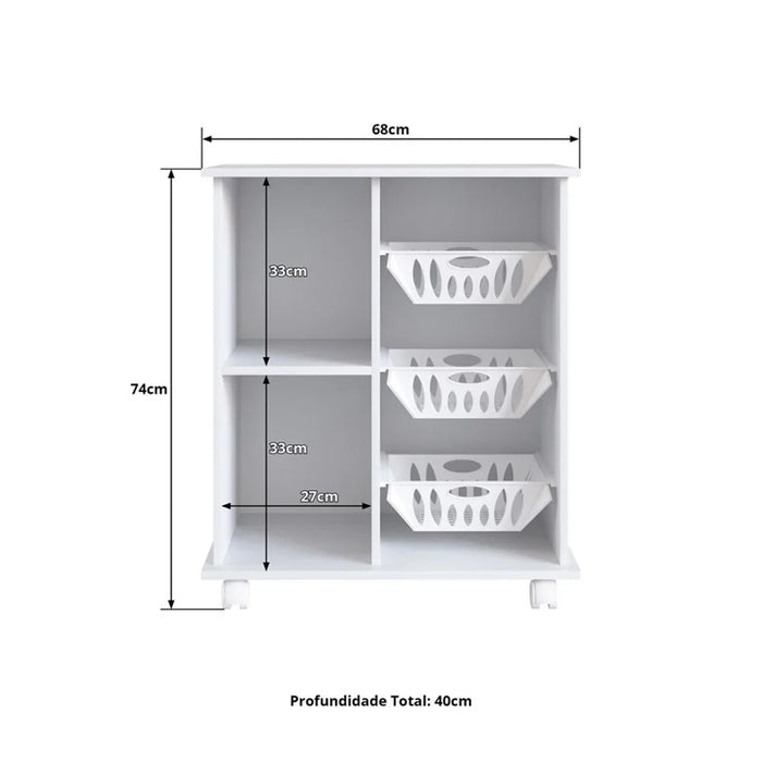 Ledian Single Door Fruit Cabinet Sturdy Home Kitchen Organiser Modern Design Furniture For Dining Room Living Room Kitchen 68x40x74 cm White