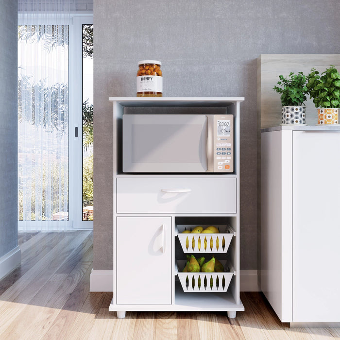 Wooper Fruit Cabinet Sturdy Home Kitchen Organiser Modern Design Furniture For Dining Room Living Room Kitchen 67.50x45x111.40 cm White