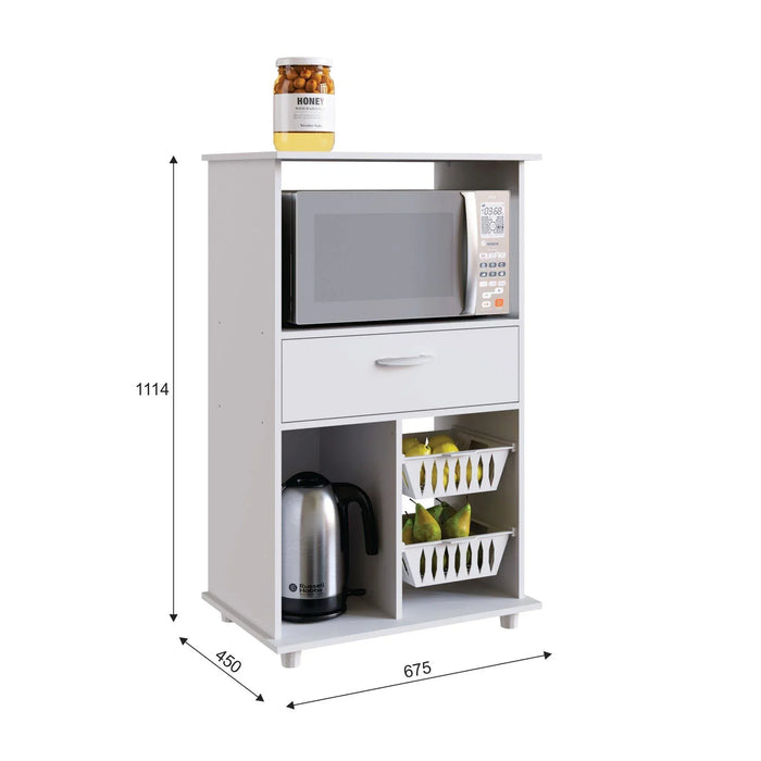Wooper Fruit Cabinet Sturdy Home Kitchen Organiser Modern Design Furniture For Dining Room Living Room Kitchen 67.50x45x111.40 cm White