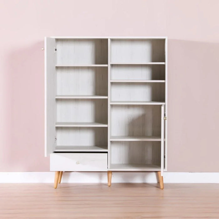 Patterson Display Cabinet 4 Tier Modern Design Wooden Book Organiser Cupboard Space Saving Display Storage Rack For Home Office Living Room Kitchen