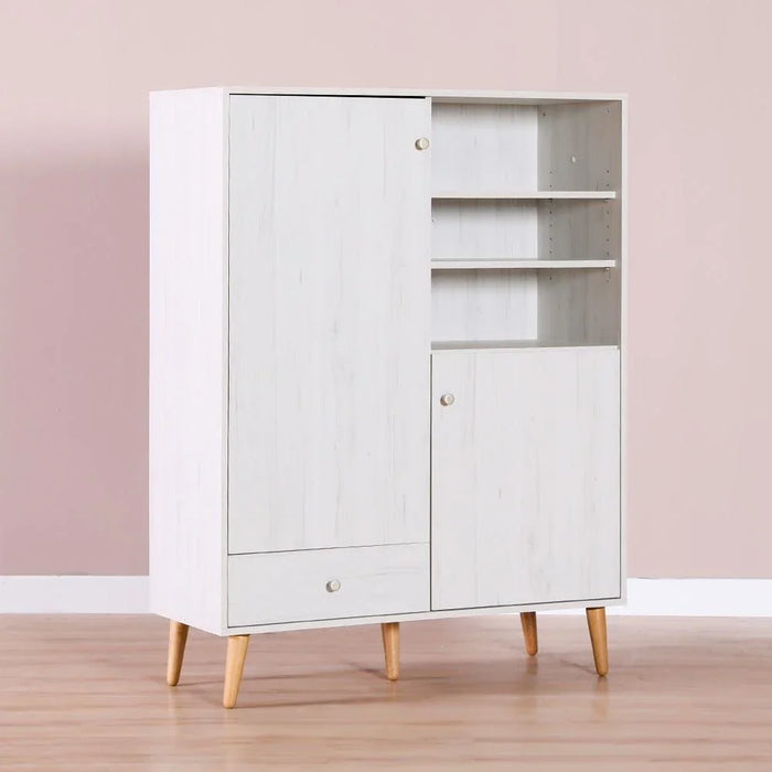 Patterson Display Cabinet 4 Tier Modern Design Wooden Book Organiser Cupboard Space Saving Display Storage Rack For Home Office Living Room Kitchen