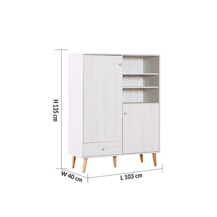 Patterson Display Cabinet 4 Tier Modern Design Wooden Book Organiser Cupboard Space Saving Display Storage Rack For Home Office Living Room Kitchen