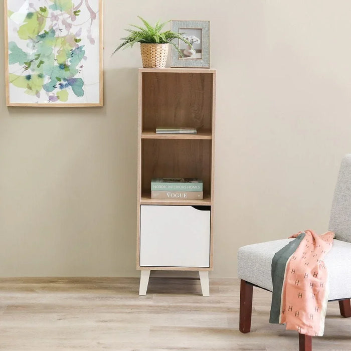 Kalum Bookcase 3 Layer Modular Book Shelf Cabinet Modern Design Wooden Organizer Cupboard Multifunctional Display Rack For Home Office L 39 x W 40 x H 116 cm Sonoma Oak/White