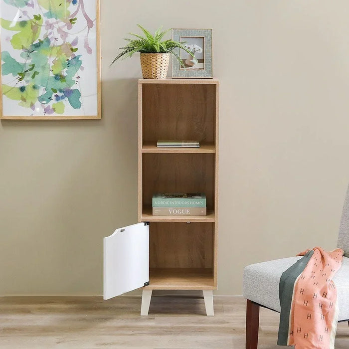 Kalum Bookcase 3 Layer Modular Book Shelf Cabinet Modern Design Wooden Organizer Cupboard Multifunctional Display Rack For Home Office L 39 x W 40 x H 116 cm Sonoma Oak/White