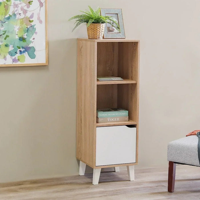 Kalum Bookcase 3 Layer Modular Book Shelf Cabinet Modern Design Wooden Organizer Cupboard Multifunctional Display Rack For Home Office L 39 x W 40 x H 116 cm Sonoma Oak/White