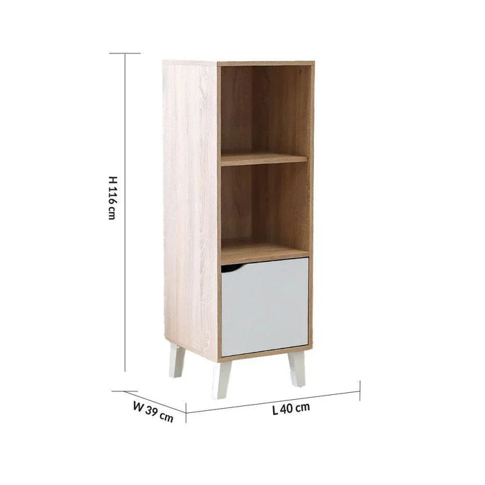 Kalum Bookcase 3 Layer Modular Book Shelf Cabinet Modern Design Wooden Organizer Cupboard Multifunctional Display Rack For Home Office L 39 x W 40 x H 116 cm Sonoma Oak/White