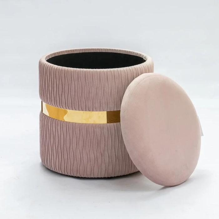 Darcel Round Storage  Ottoman Comfortable For Bedroom Dorm Living Room and Stylish Furniture Accent L38 X W38 X H40 - Rose