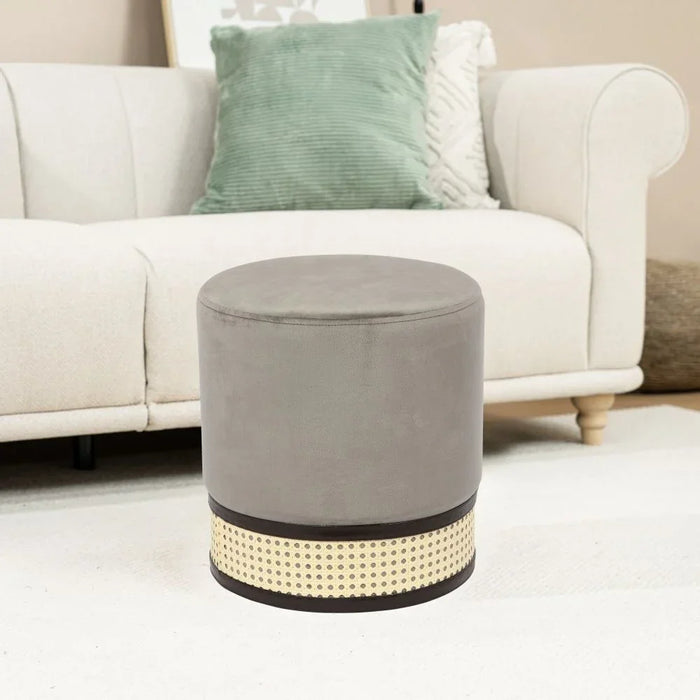 Foxtrot Round Ottoman Comfortable For Bedroom Dorm Living Room and Stylish Furniture Accent L36 X W36 X H38- Light Grey