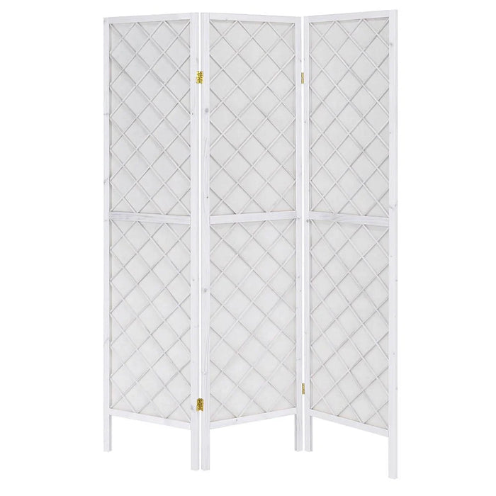 Sandra 3-Panel Divider Folding Room Divider Stylish Privacy Screen Modern White Partition Adjustable Folding Privacy Panel For Living Room And office â€“ White