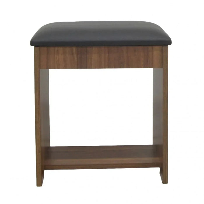 Supreme Stool for Dresser – Elegant Wooden Vanity Stool Chair for Bedroom, Makeup Table, Dressing Table – Comfortable Cushioned Seat for Home Furniture -Light Walnut