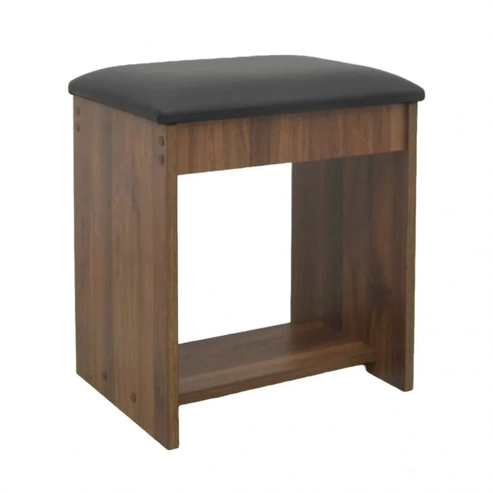 Supreme Stool for Dresser – Elegant Wooden Vanity Stool Chair for Bedroom, Makeup Table, Dressing Table – Comfortable Cushioned Seat for Home Furniture -Light Walnut