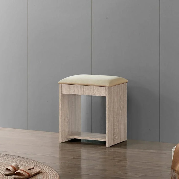 Supreme Stool for Dresser – Modern Padded Makeup Vanity Stool with Cushioned Seat for Bedroom, Dressing Table, Living Room – Stylish Compact Chair for Home - French Sonoma Oak