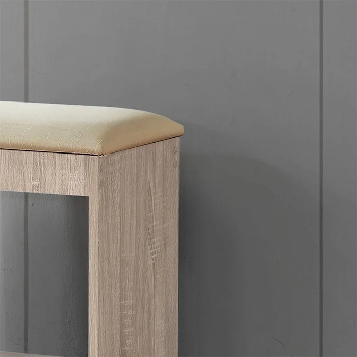 Supreme Stool for Dresser – Modern Padded Makeup Vanity Stool with Cushioned Seat for Bedroom, Dressing Table, Living Room – Stylish Compact Chair for Home - French Sonoma Oak