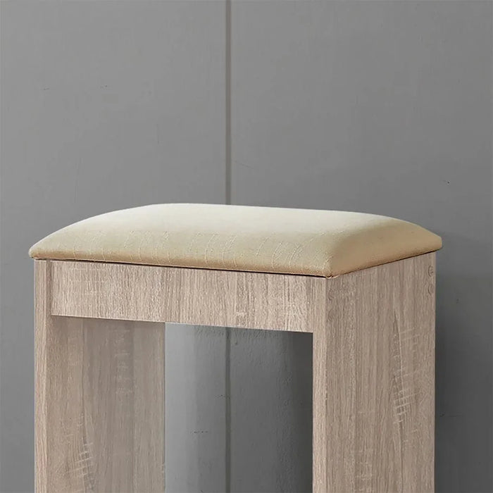 Supreme Stool for Dresser – Modern Padded Makeup Vanity Stool with Cushioned Seat for Bedroom, Dressing Table, Living Room – Stylish Compact Chair for Home - French Sonoma Oak