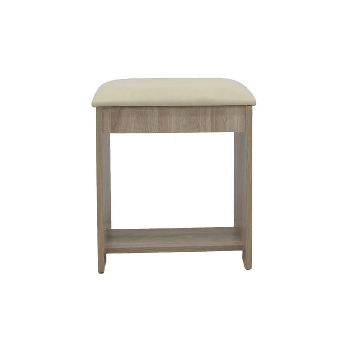 Supreme Stool for Dresser – Modern Padded Makeup Vanity Stool with Cushioned Seat for Bedroom, Dressing Table, Living Room – Stylish Compact Chair for Home - French Sonoma Oak