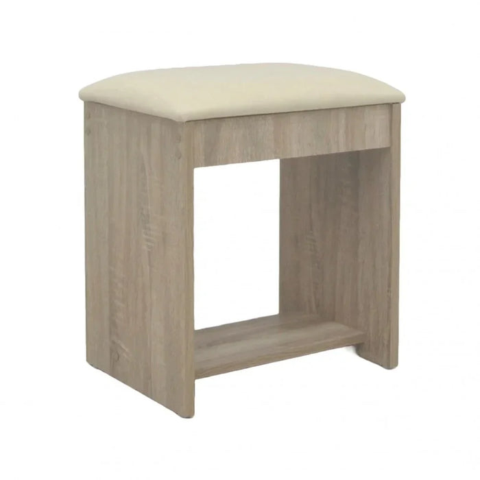 Supreme Stool for Dresser – Modern Padded Makeup Vanity Stool with Cushioned Seat for Bedroom, Dressing Table, Living Room – Stylish Compact Chair for Home - French Sonoma Oak