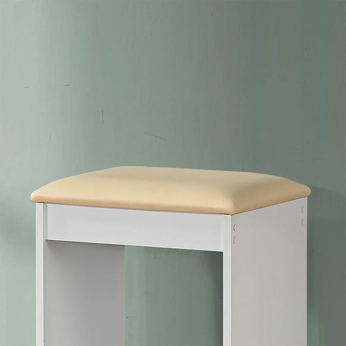 Supreme Stool for Dresser – Elegant Wooden Vanity Stool Chair for Bedroom, Makeup Table, Dressing Table – Comfortable Cushioned Seat for Home Furniture-White