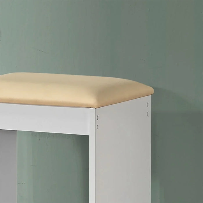 Supreme Stool for Dresser – Elegant Wooden Vanity Stool Chair for Bedroom, Makeup Table, Dressing Table – Comfortable Cushioned Seat for Home Furniture-White