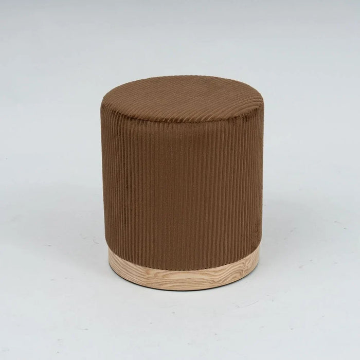 Curdo Round Ottoman | Multi-Functional Stool | Upholstered Footrest Without Storage L38xW38xH42cm -Brown