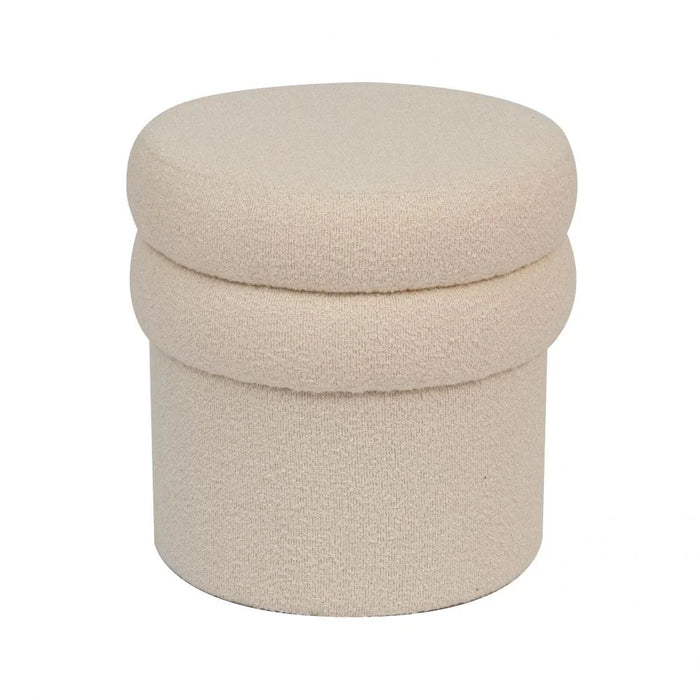 Arwind Round Ottoman | Multi-Functional Stool | Upholstered Footrest Without Storage L43xW43xH42cm -Light Beige