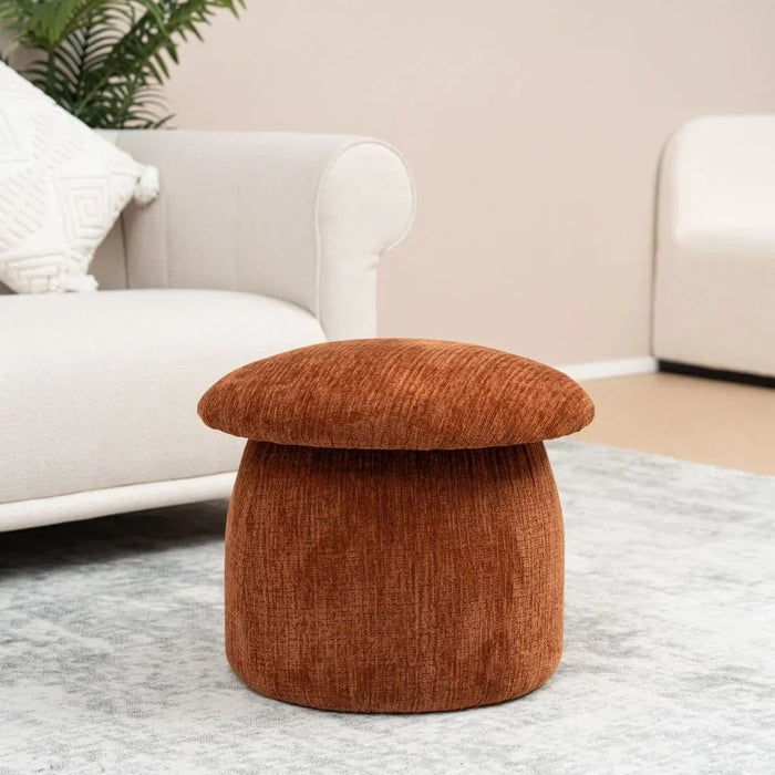Murano Round Ottoman | Multi-Functional Stool | Upholstered Footrest Without Storage L53xW53xH47cm -Tan