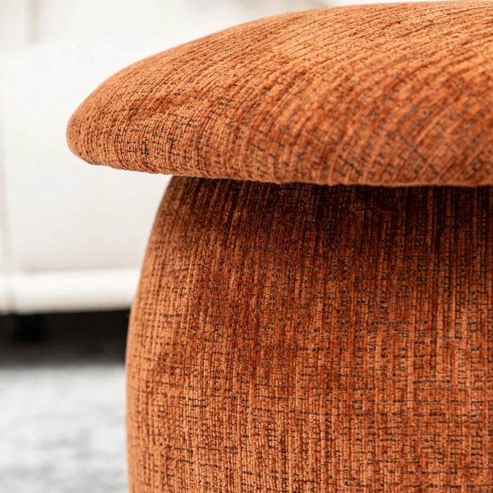 Murano Round Ottoman | Multi-Functional Stool | Upholstered Footrest Without Storage L53xW53xH47cm -Tan