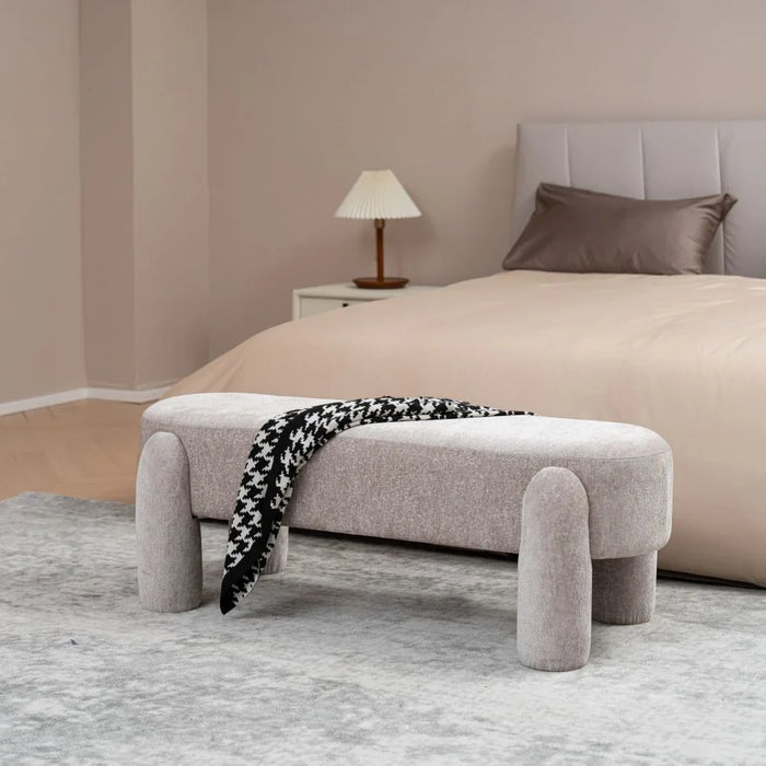 Supra Bench | Multi-Functional Stool | Upholstered Footrest Without Storage L125xW50xH43.5cm -Beige