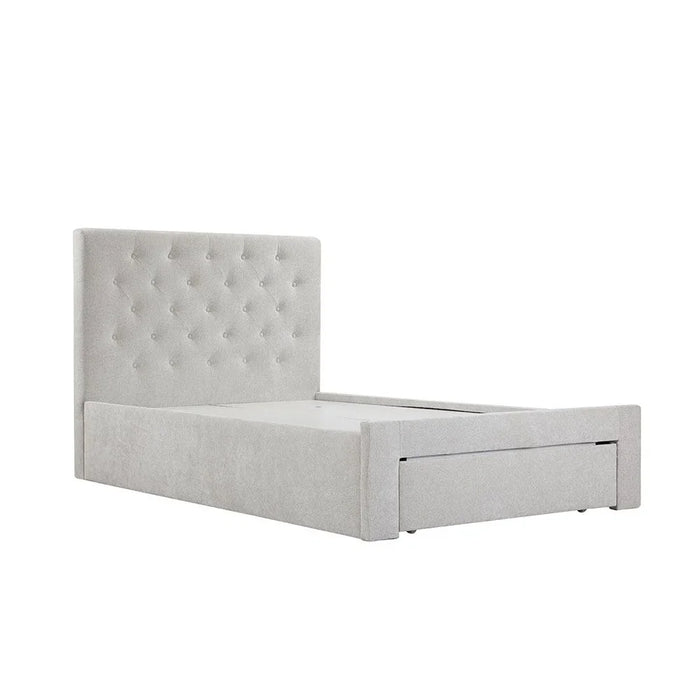 Danube Home Bacia Teen Bed With 1 Front Drawer Storage Sturdy Modern Design Wooden Single Bed Frame Furniture L 218 x W 130 x H 111 cm Light Grey