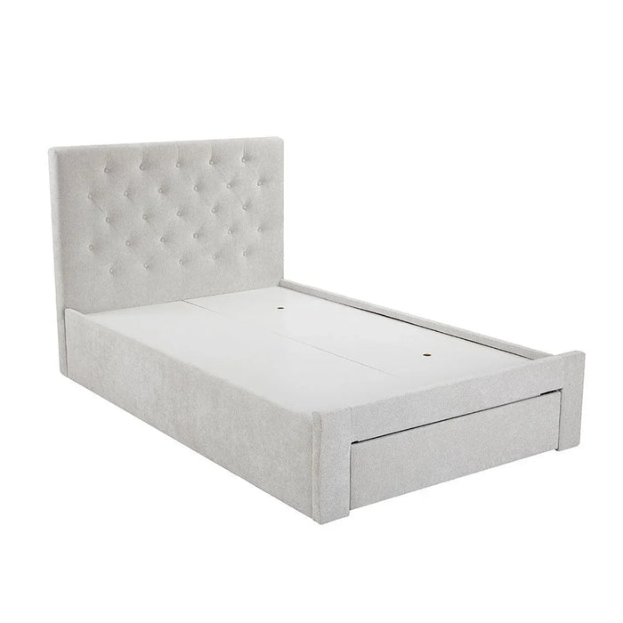 Danube Home Bacia Teen Bed With 1 Front Drawer Storage Sturdy Modern Design Wooden Single Bed Frame Furniture L 218 x W 130 x H 111 cm Light Grey