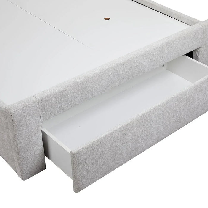 Danube Home Bacia Teen Bed With 1 Front Drawer Storage Sturdy Modern Design Wooden Single Bed Frame Furniture L 218 x W 130 x H 111 cm Light Grey