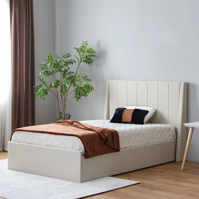 Supreme Benz Upholstered Single Bed-Beige-120x200 cm-With 2-Year Warranty