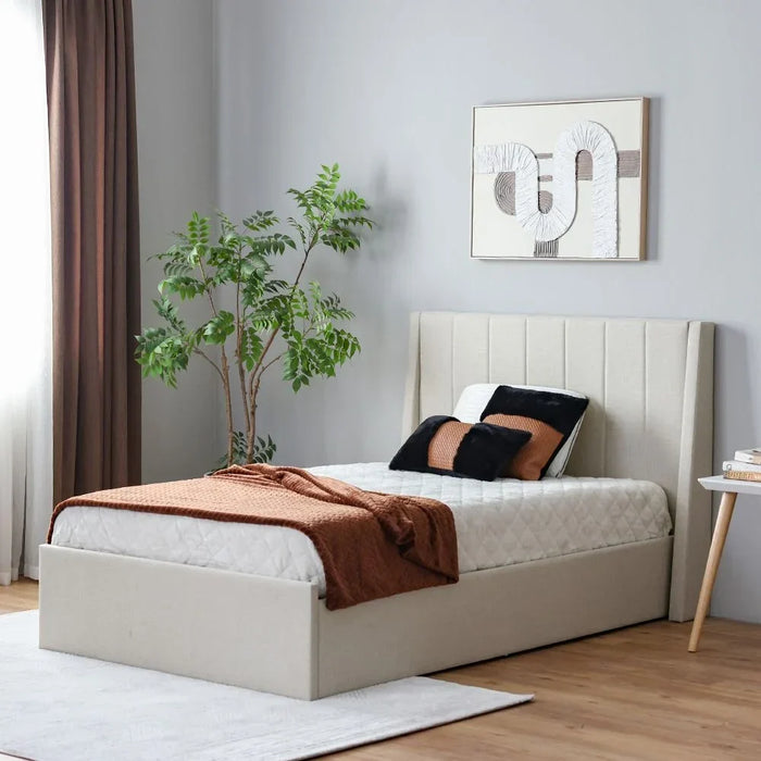 Supreme Benz Upholstered Single Bed-Beige-120x200 cm-With 2-Year Warranty