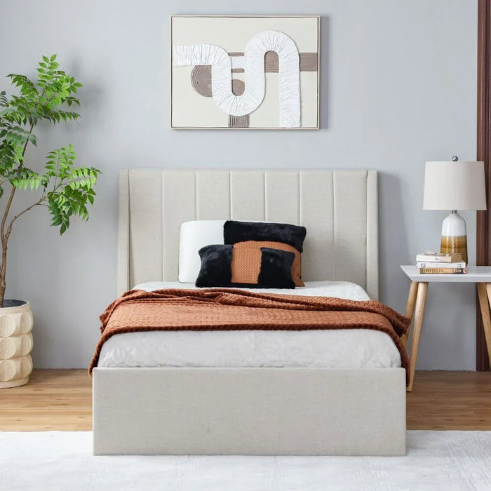 Supreme Benz Upholstered Single Bed-Beige-120x200 cm-With 2-Year Warranty