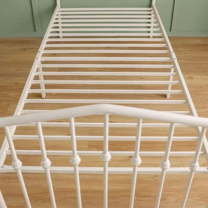 Bella Apex 120x200 Metal Twin Bed | Modern Design Kids Metal Single -White
