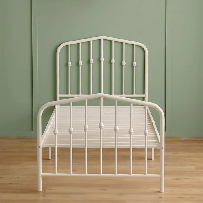 Bella Apex 120x200 Metal Twin Bed | Modern Design Kids Metal Single -White