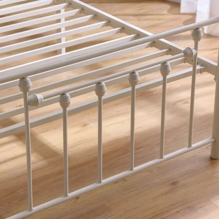 Bella Arrow 120x200 Metal Twin Bed - White - With 2-Year Warranty