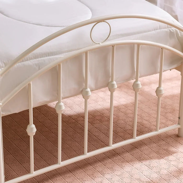 Bella Curve 120x200 Metal Twin Bed | Modern Design Kids Metal Single Bed Frame Furniture | Comfortable Bed (Mattress Not Included) L210.8xW128.2xH101.6cm-White