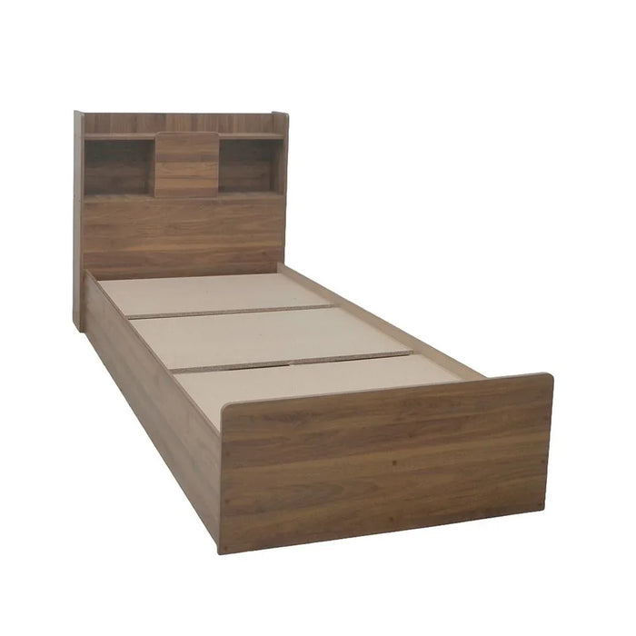 Supreme 90x200 Young Single Bed – Light Walnut Finish – Engineered Wood Bed Frame with Slatted Base – Modern Bedroom Furniture
