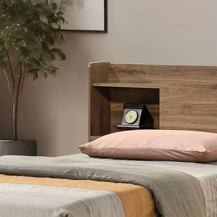 Supreme 90x200 Young Single Bed – Light Walnut Finish – Engineered Wood Bed Frame with Slatted Base – Modern Bedroom Furniture