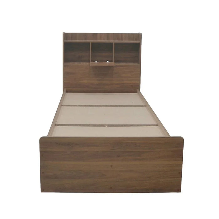 Supreme 90x200 Young Single Bed – Light Walnut Finish – Engineered Wood Bed Frame with Slatted Base – Modern Bedroom Furniture