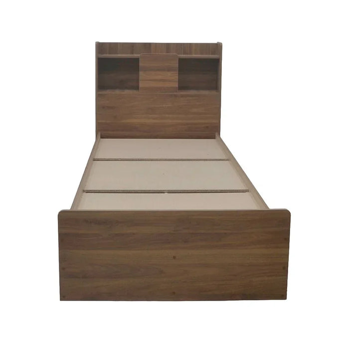 Supreme 90x200 Young Single Bed – Light Walnut Finish – Engineered Wood Bed Frame with Slatted Base – Modern Bedroom Furniture
