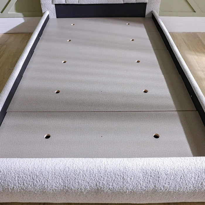 Dreamscape 120x200 Upholstered Single Bed | Modern Design Wooden Single Bed Frame Furniture | Comfortable Bed (Mattress Not Included) -Light Beige