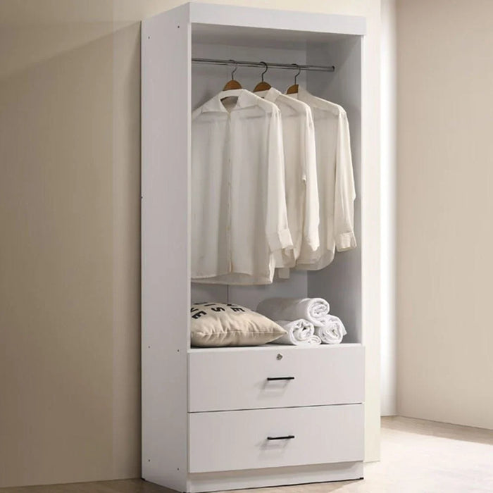 Sante 2 Door + 2 Drawer Wardrobe For Hanging Clothes| Extra Sturdy Rack, Storage Organiser| Modern Design Space Saving Cabinets For Bedroom L 80 x W 42 x H 181 cm - White