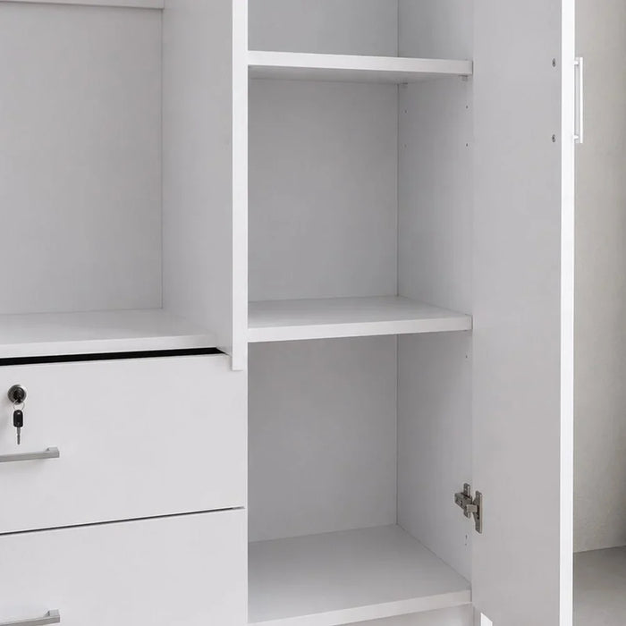 Selva 3 Door + 2 Drawer Wardrobe For Hanging Clothes Extra Sturdy Rack Storage Organiser Modern Design Space Saving Cabinets For Bedroom L 120 x W 42 x H 181 cm White